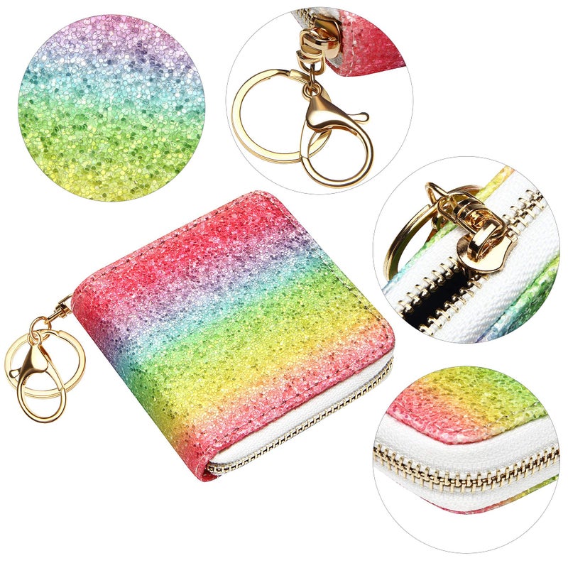 GEEAD Small Glitter Wallet for Women Girls Mini Coin Purse Pouches with Key Ring for Christmas (Colourful - A) - Image 5
